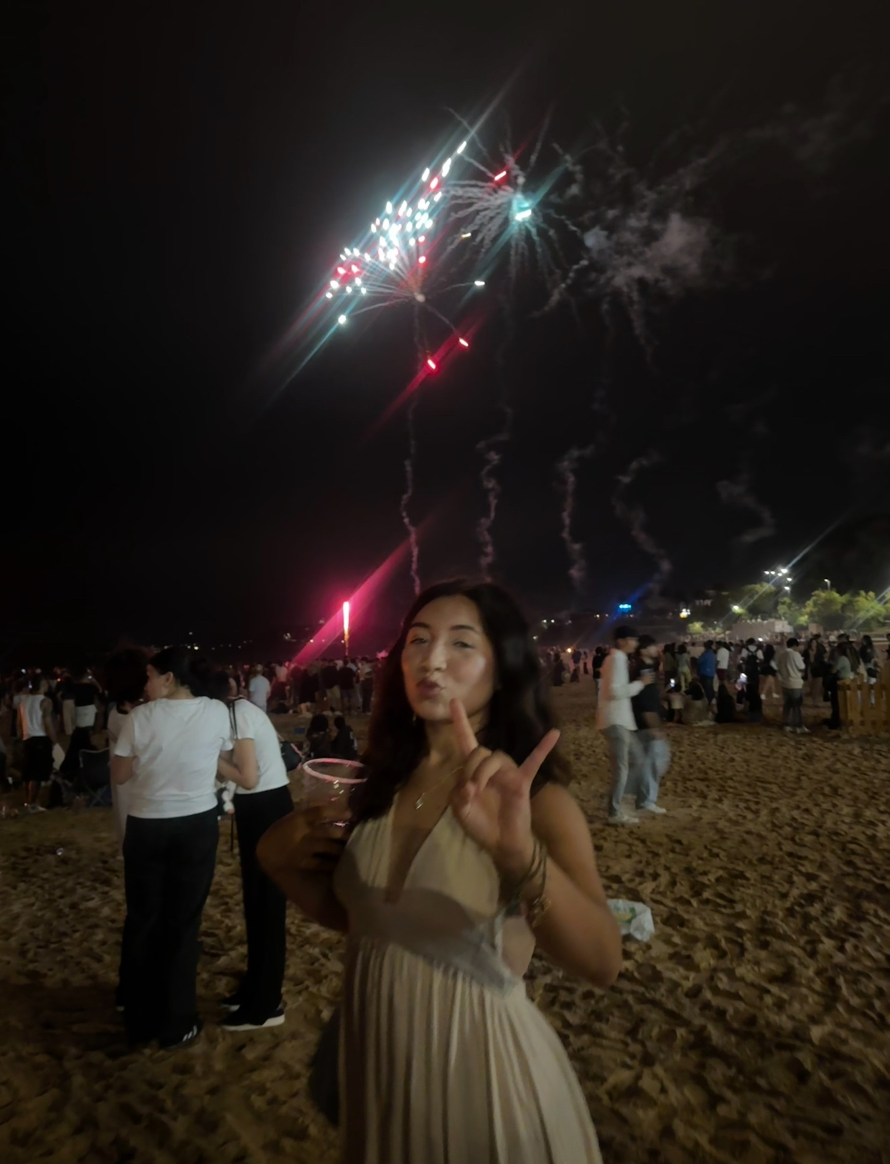 July 4th fireworks on the beach